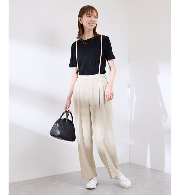 Rope&rsquo;Picnic「【3サイズ展開】サスペンダー付きワイドパンツ」|チノ|