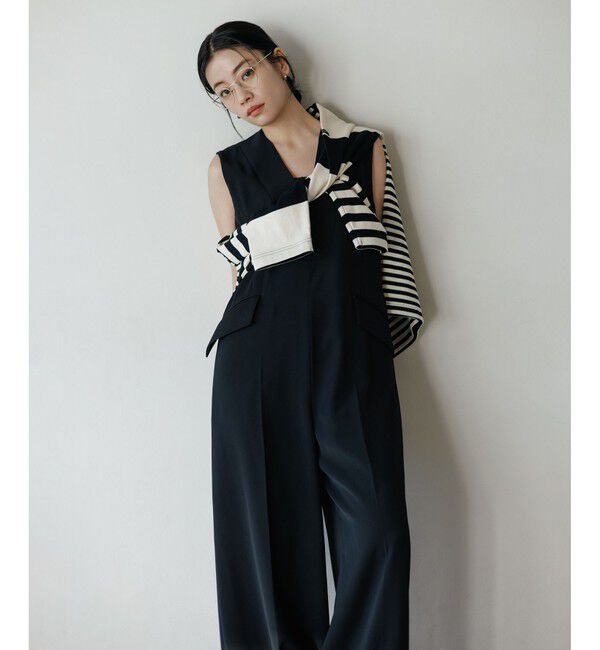 ADAM ET ROPE'「【WEB限定】Vネックロンパース」|オールインワン|クロメイン
