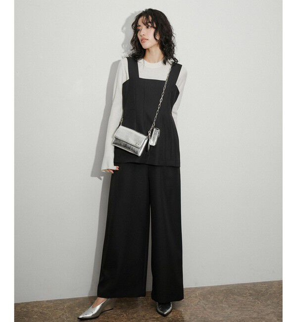 ADAM ET ROPE'「【逸品】・【サステナブル】ペプラムロンパース」|オールインワン|