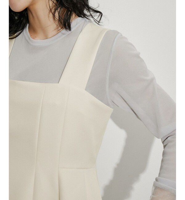 ADAM ET ROPE'「【逸品】・【サステナブル】ペプラムロンパース」|オールインワン|