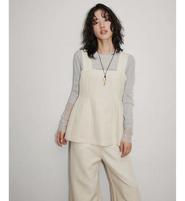 ADAM ET ROPE'「【逸品】・【サステナブル】ペプラムロンパース」|オールインワン|