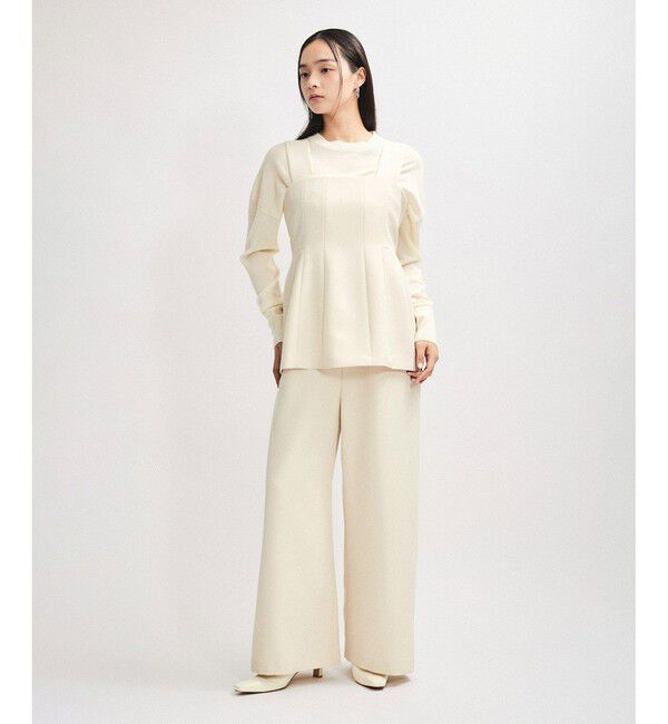 ADAM ET ROPE'「【逸品】・【サステナブル】ペプラムロンパース」|オールインワン|