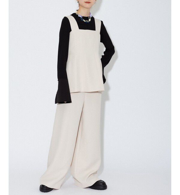 ADAM ET ROPE'「【逸品】・【サステナブル】ペプラムロンパース」|オールインワン|