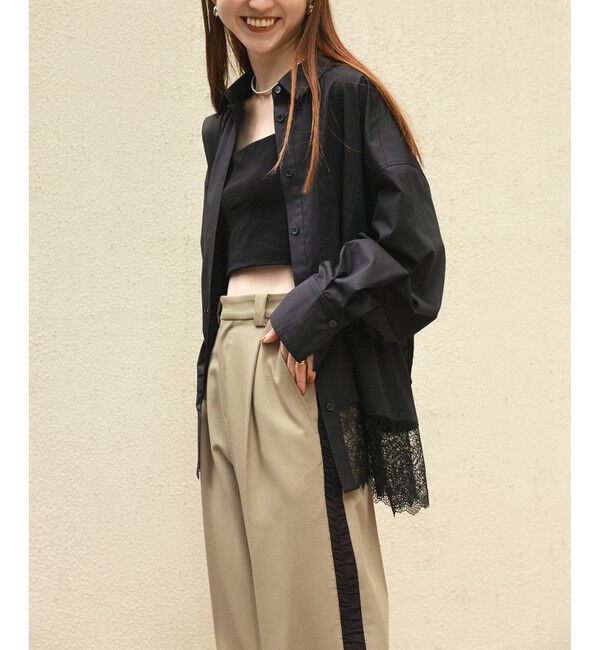 ADAM ET ROPE'「【WEB限定】レースコンビシャツ」|シャツ・ブラウス|