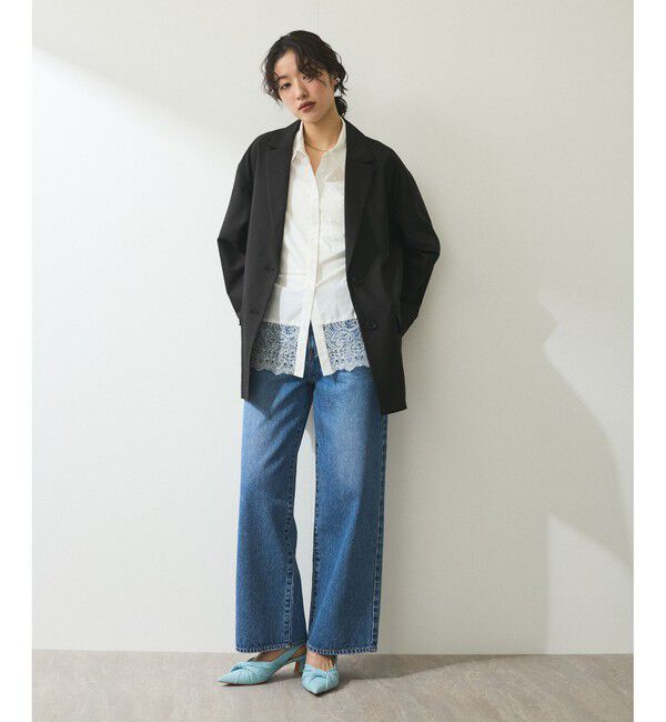 ADAM ET ROPE'「【WEB限定】レースコンビシャツ」|シャツ・ブラウス|