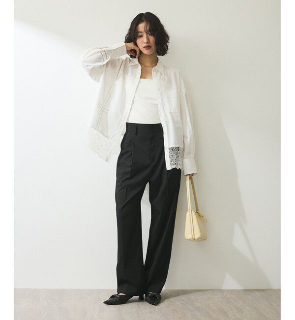 ADAM ET ROPE'「【WEB限定】レースコンビシャツ」|シャツ・ブラウス|