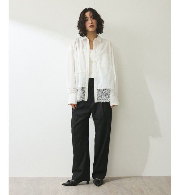 ADAM ET ROPE'「【WEB限定】レースコンビシャツ」|シャツ・ブラウス|