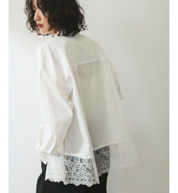 ADAM ET ROPE'「【WEB限定】レースコンビシャツ」|シャツ・ブラウス|