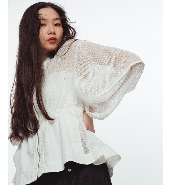 ADAM ET ROPE'「ドロストシアーメッシュカーディガン」|カーディガン|