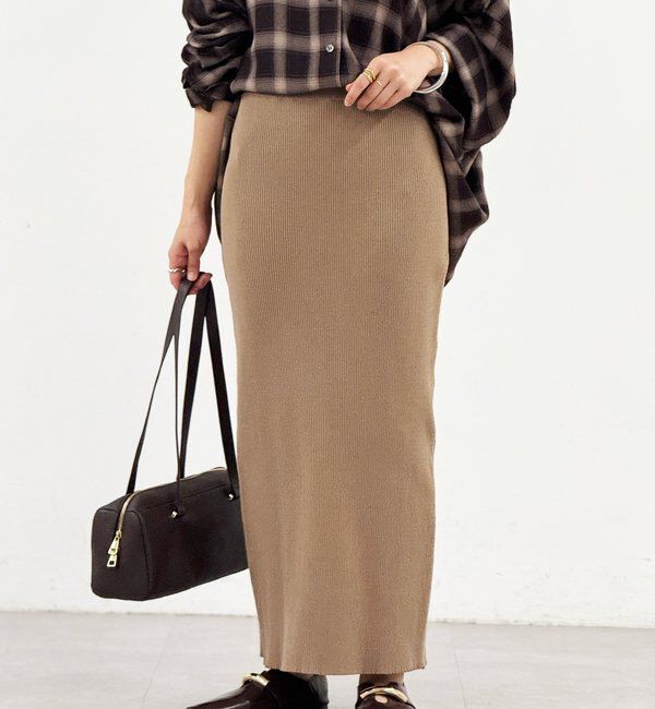  「【マイナス3kg/レビュー高評価☆】リブタイトスカート」|スカート|