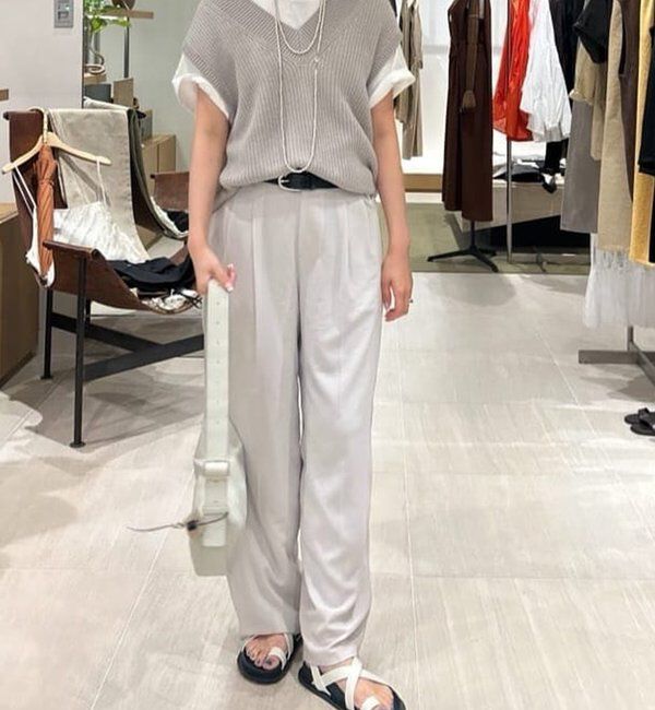  「【リニューアル！】ジャージーワイドタックパンツ」|チノ|