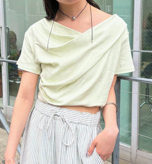  「【全骨格対応◎/6色展開】オフショルTシャツ」|Tシャツ・カットソー|グリーン