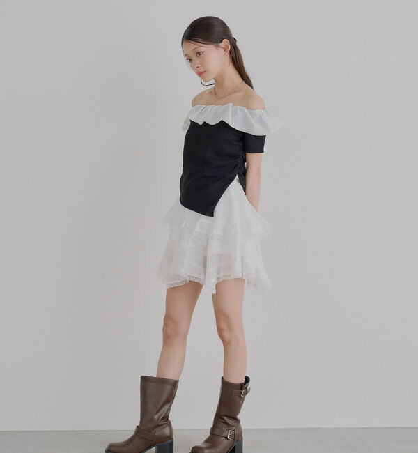  「バルーンフリルドッキングギャザーニット」|ニット・セーター|