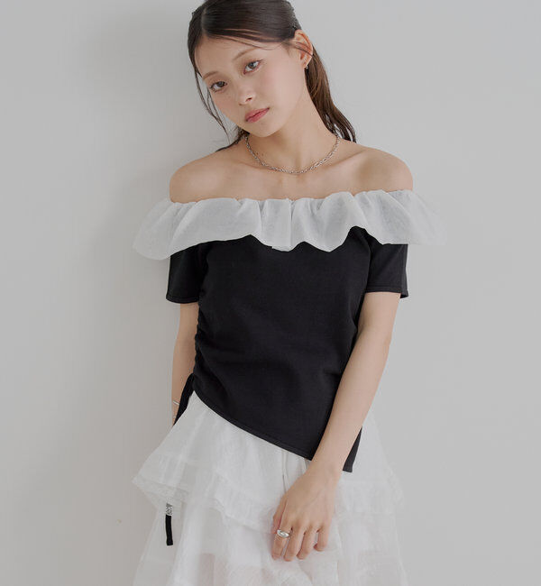  「バルーンフリルドッキングギャザーニット」|ニット・セーター|