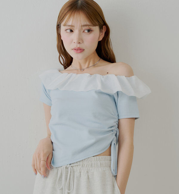  「バルーンフリルドッキングギャザーニット」|ニット・セーター|