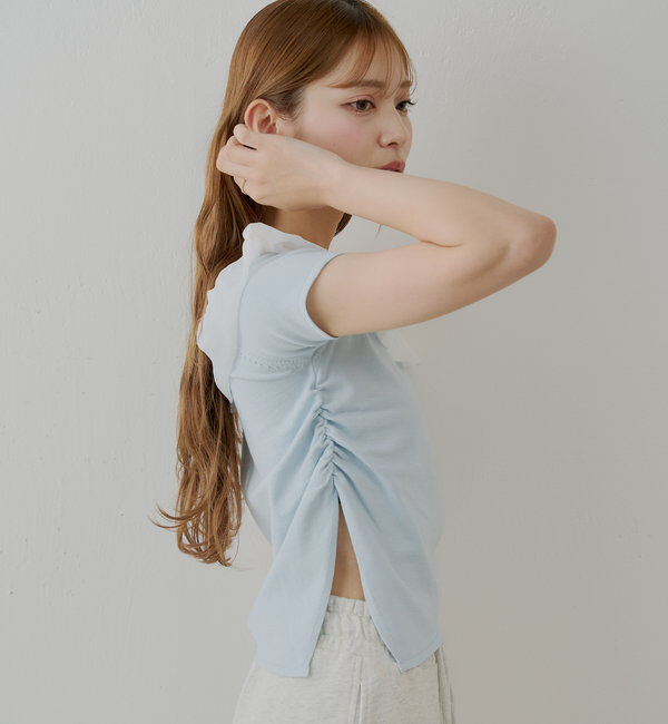  「バルーンフリルドッキングギャザーニット」|ニット・セーター|