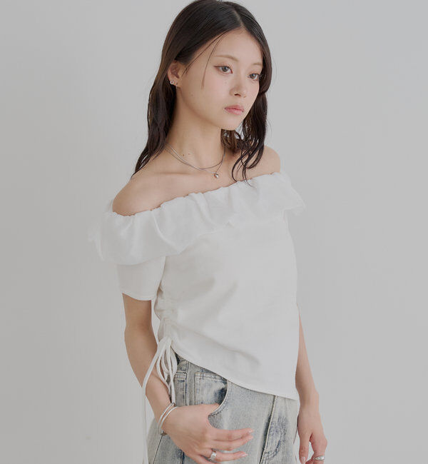  「バルーンフリルドッキングギャザーニット」|ニット・セーター|