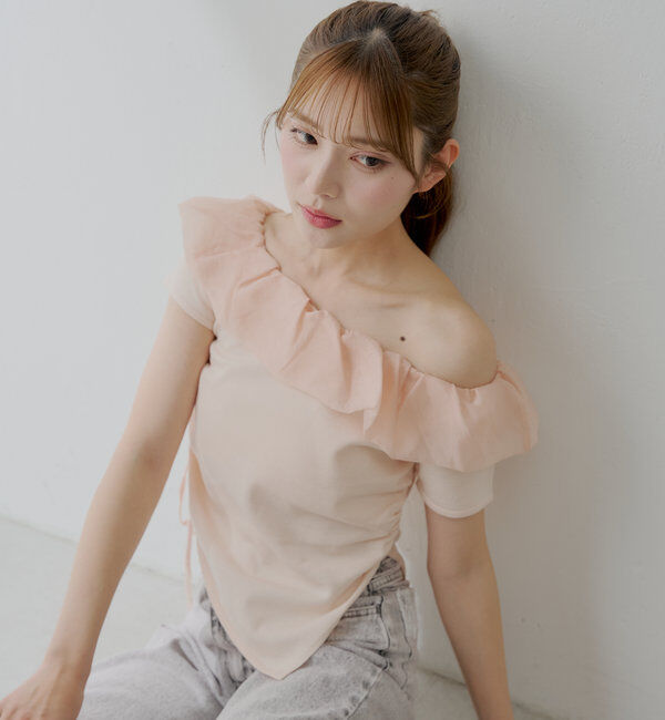  「バルーンフリルドッキングギャザーニット」|ニット・セーター|