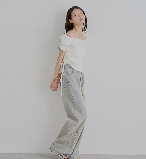  「バルーンフリルドッキングギャザーニット」|ニット・セーター|