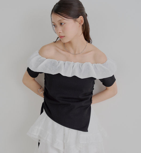  「バルーンフリルドッキングギャザーニット」|ニット・セーター|