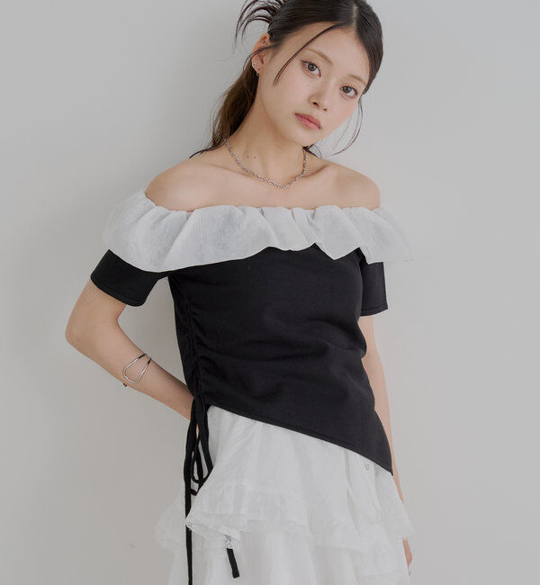  「バルーンフリルドッキングギャザーニット」|ニット・セーター|