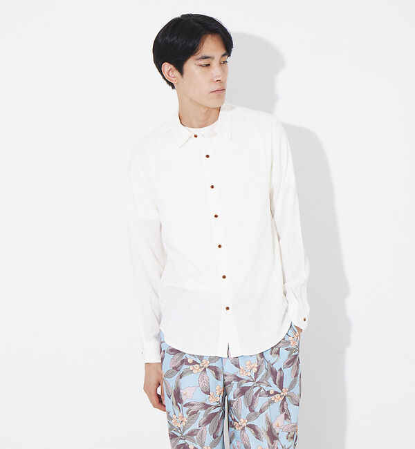ABAHOUSE「【トロミリネン】スタンダード 長袖シャツ」|シャツ・ブラウス|ホワイト