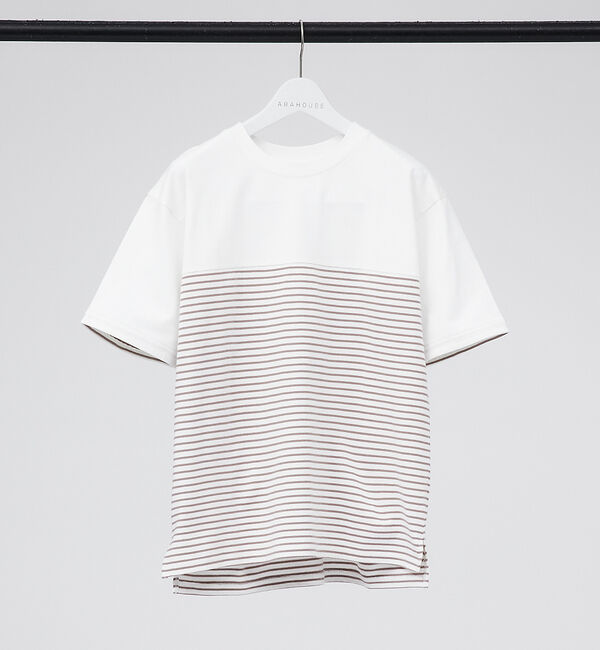ABAHOUSE「【ミドルウェイト】ボーダーコンビ 半袖 Tシャツ」|Tシャツ・カットソー|ホワイト