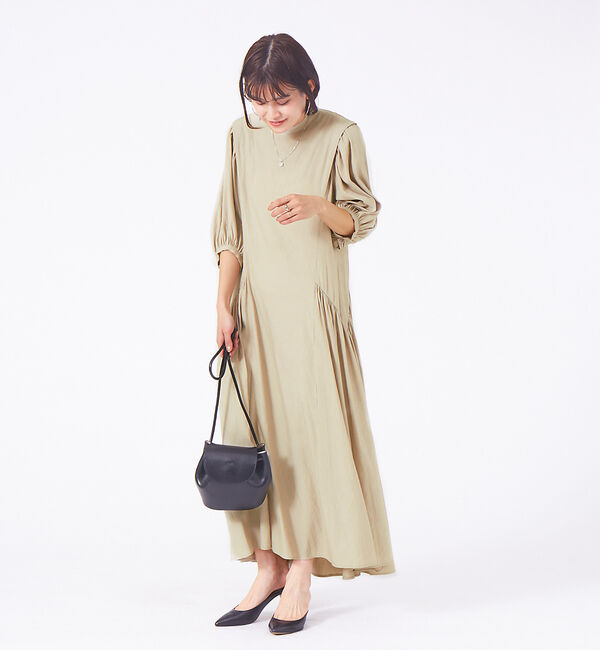 Rouge vif「タックスリーブワンピース」|ワンピース|ベージュ