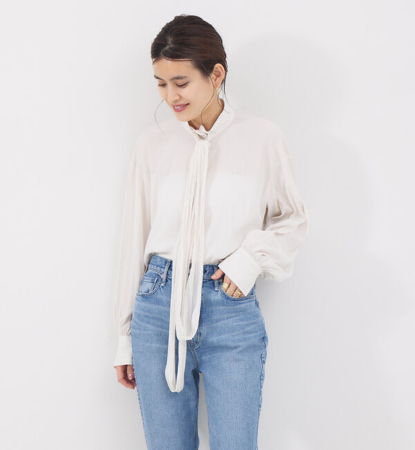 Rouge vif「割繊リボンデザインシャツ」|シャツ・ブラウス|ホワイト