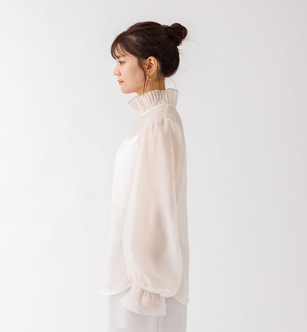 Rouge vif「プリーツネックシアーブラウス」|シャツ・ブラウス|