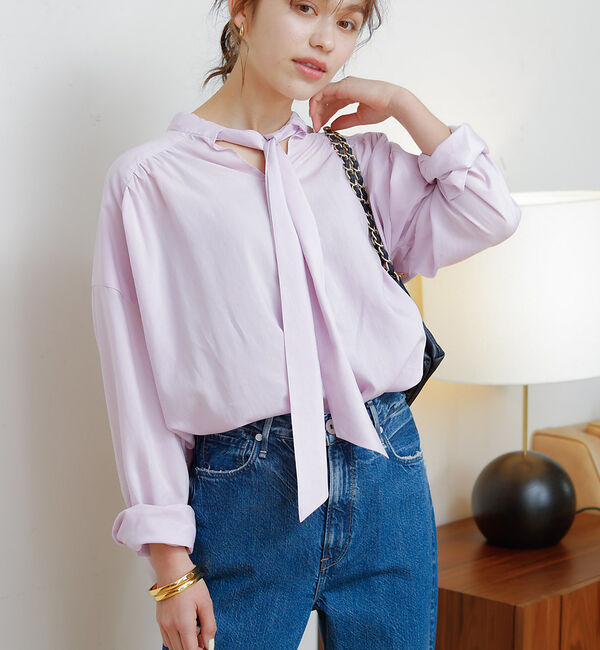 Rouge vif「前後 ２WAYギャザーボウタイブラウス」|シャツ・ブラウス|ラベンダー