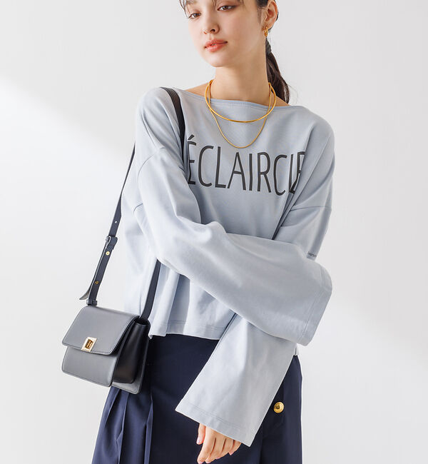 Rouge vif「ショート丈 ロゴミニ裏毛ロンT」|Tシャツ・カットソー|サックスブルー