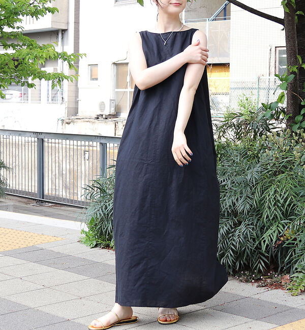 Rouge vif「麻混ノースリーブタックワンピース」|ワンピース|