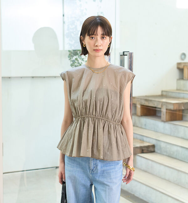 Rouge vif「シルバードット刺繍ペプラムブラウス」|シャツ・ブラウス|