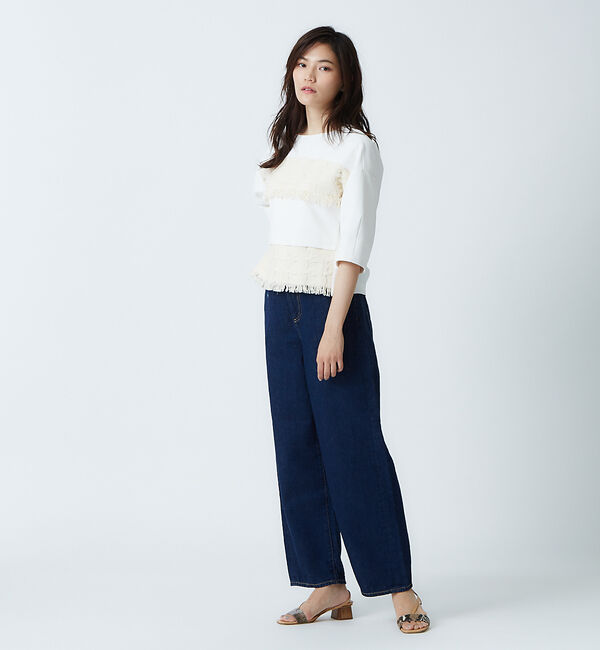 qualite「e&times;qualite STAFF コットンリネンワイドストレートデニム」|デニム|