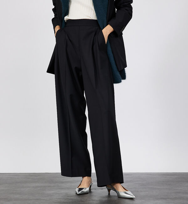 qualite「【セットアップ対応】ウールトロ2タックストレートパンツ」|その他|ブラック