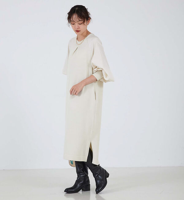 qualite「フォルムスリーブコンビニットワンピース」|ワンピース|