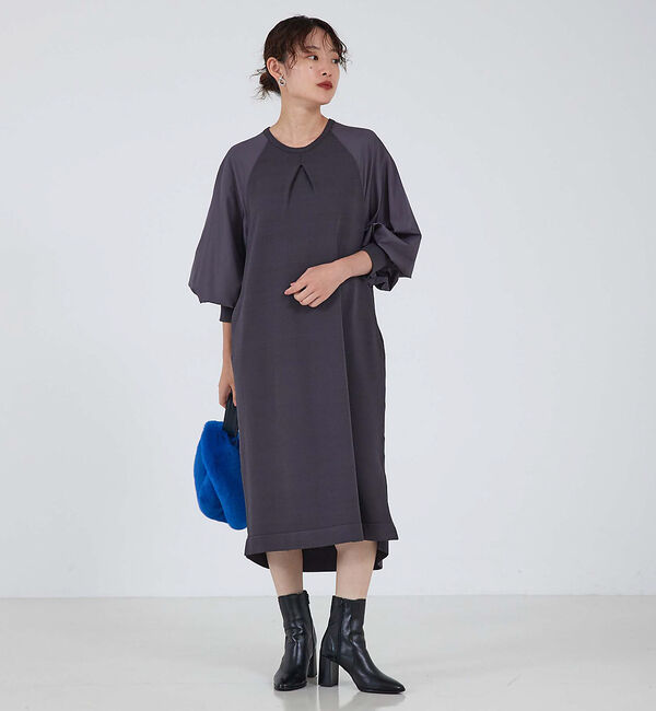 qualite「フォルムスリーブコンビニットワンピース」|ワンピース|