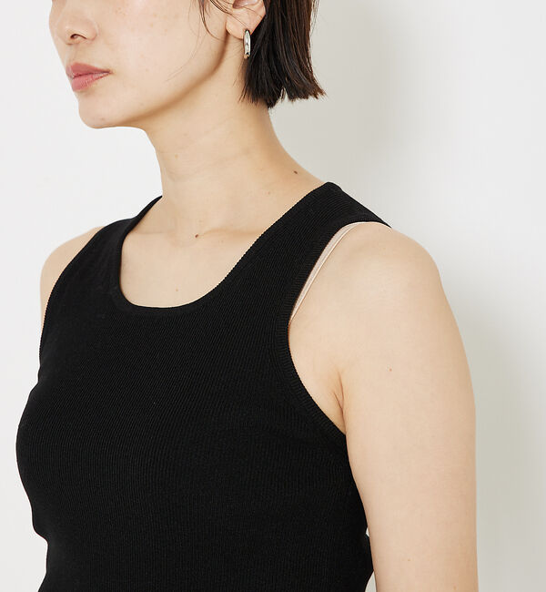 qualite「ラメスクエアノースリーブニット」|キャミソール|
