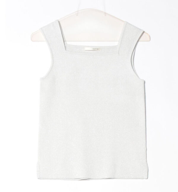 qualite「ラメスクエアノースリーブニット」|キャミソール|