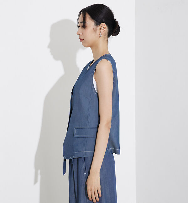 qualite「テンセルデニムノースリーブ」|キャミソール|