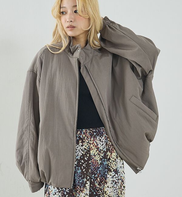 NOMINE「中綿 ドルマン ボリューム ブルゾン」|ブルゾン・スタジャン|カーキ