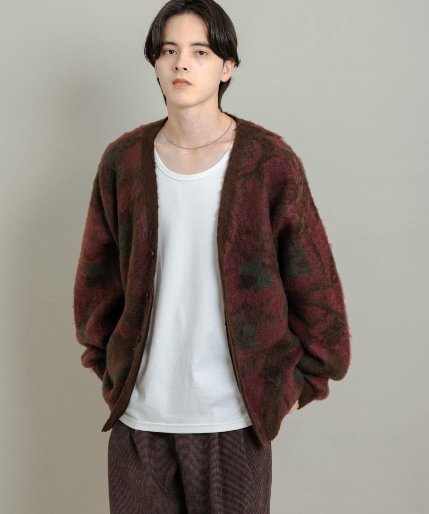 SENSE OF PLACE by URBAN RESEARCH「ツリーカモニットカーディガン」|ニット・セーター|ボルドー