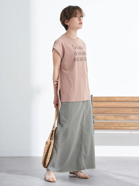 earth music&ecology「フレンチスリーブロゴTシャツ」|Tシャツ・カットソー|