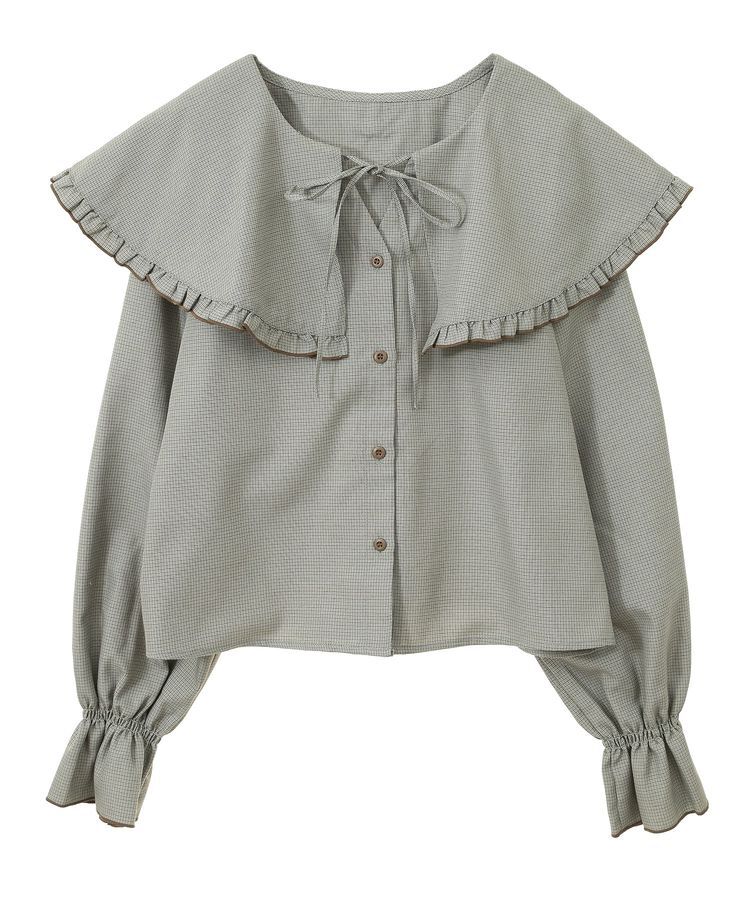 earth music&ecology「ラッフルカラーチェックブラウス」|シャツ・ブラウス|