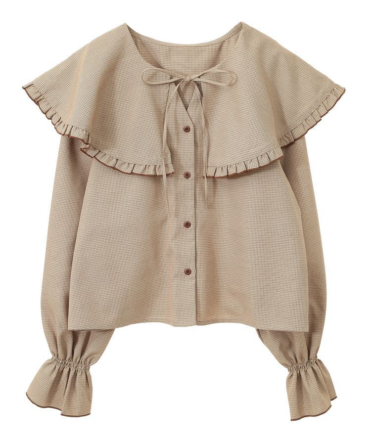 earth music&ecology「ラッフルカラーチェックブラウス」|シャツ・ブラウス|