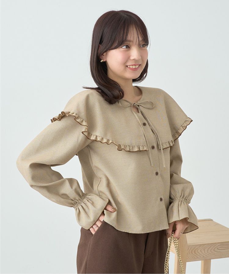 earth music&ecology「ラッフルカラーチェックブラウス」|シャツ・ブラウス|