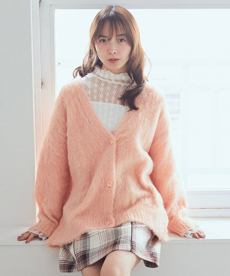 earth music&ecology「なみなみ起毛Vネックカーディガン」|カーディガン|