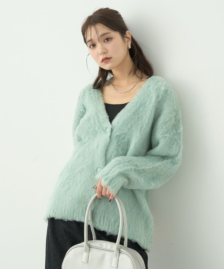 earth music&ecology「なみなみ起毛Vネックカーディガン」|カーディガン|