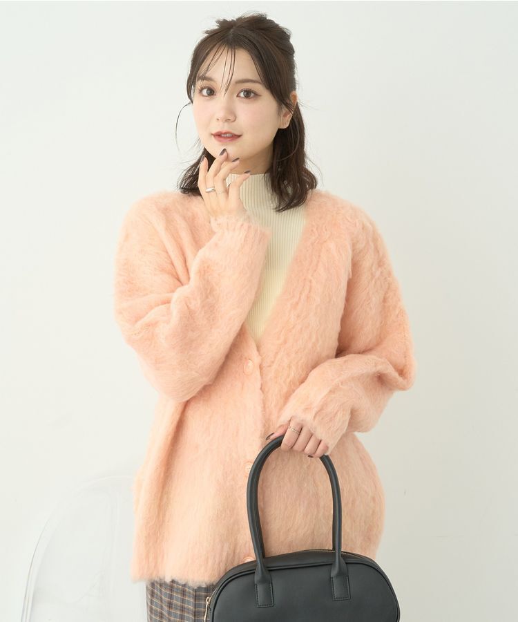 earth music&ecology「なみなみ起毛Vネックカーディガン」|カーディガン|